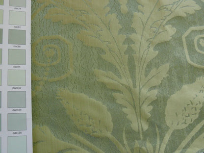 Cowtan &amp; Tout "Dauphin Silk"100% Silk Lampas Baby Green and Ivory Neoclassical Flower Ribbon