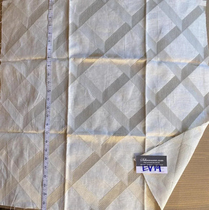 70 Ev19 Scalamandre Embroidery Linen Diamond Lattice Almond On White