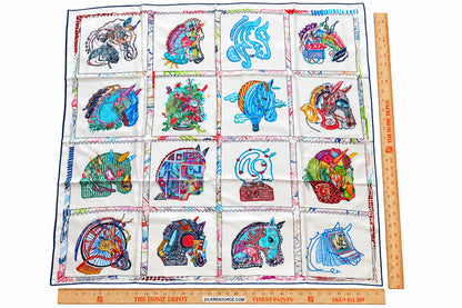 Art Scarf Equestrian Horse and Hobby Horse Biking Cooking Hot-air Balloon Head Modern Collage Salvador Dalí High End Silk Twill Scarf Double Sided