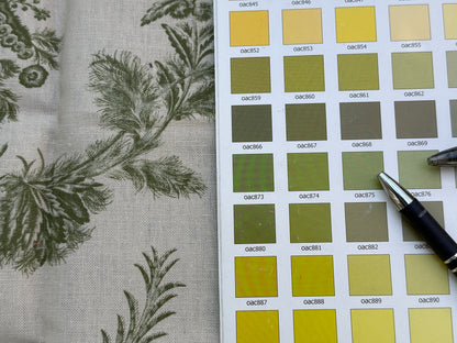 Lee Jofa Kravet Plumes Green Beige Botanical Floral Print 100% Linen - Special order - MSRP USD 556/y