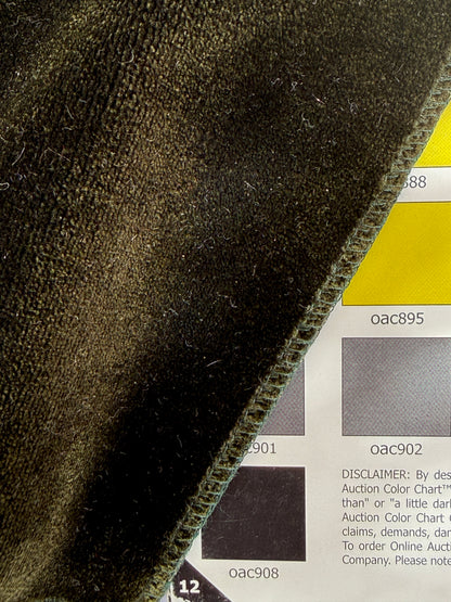 King's Silk Velvet Dark Olive Green Radiance Highest Quality Heavy 39,000+ martindale MSRP USD 728/Yard