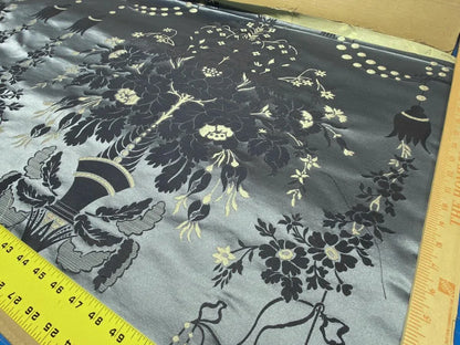 Scalamandre Neoclassical Meuse Ornamental Silver &amp; Blue Silk Pearl Peacock Piece A