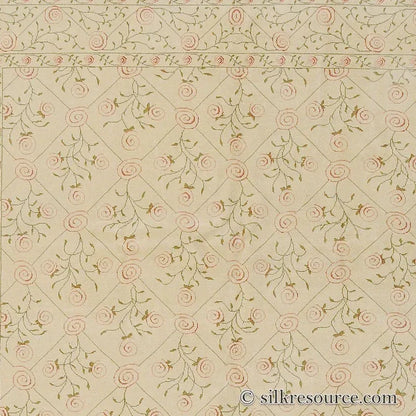 Stark EVERMAN TAN Silk Wool Hand Knotted Rug Delicate Climing Rose Flower Pink Red 11'11"X9' MSRP USD 11,000