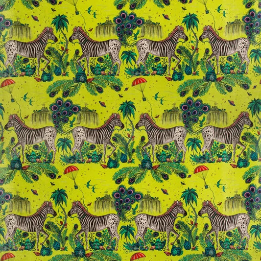 By Y Kravet Lost World Velvet Print Lime Green Zebra Jungle MSRP USD 316/YD Special Order