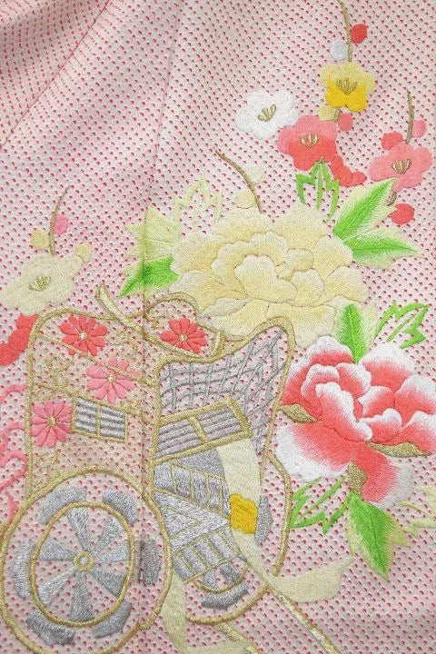 Pink Kimono 100% Silk Wedding Furisode Embroidered Royal Cargo/Shibori 2lb