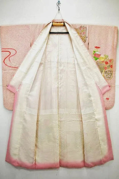 Pink Kimono 100% Silk Wedding Furisode Embroidered Royal Cargo/Shibori 2lb