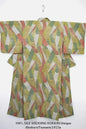 100% Silk Wedding Kimono Unique Abstract Tsunami Wave Green Eathy Red