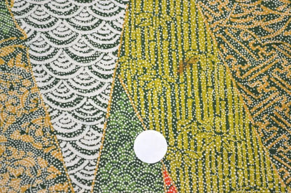 100% Silk Wedding Kimono Unique Abstract Tsunami Wave Green Eathy Red