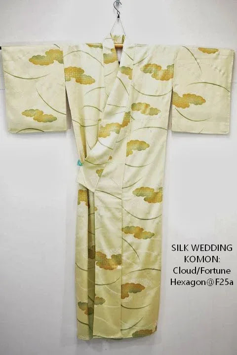 High Quality Hand Made 100% Silk Wedding Komon Cloud Fortune Hexagon