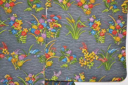 Hand Dyed Japanese Silk Wedding Komon Colourful Chrysanthemum