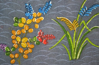 Hand Dyed Japanese Silk Wedding Komon Colourful Chrysanthemum