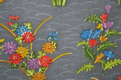 Hand Dyed Japanese Silk Wedding Komon Colourful Chrysanthemum