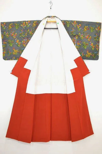 Hand Dyed Japanese Silk Wedding Komon Colourful Chrysanthemum