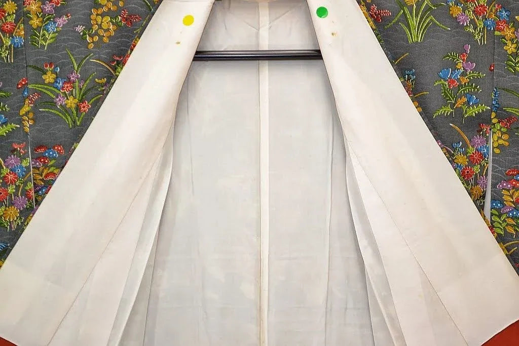 Hand Dyed Japanese Silk Wedding Komon Colourful Chrysanthemum