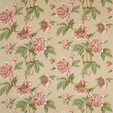 Cowtan and Tout Giselle Red Green on Beige Floral Print Linen MSRP USD240/y