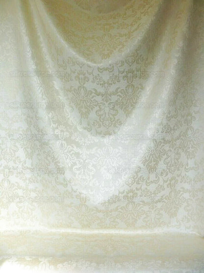 By yard Scalamandre White Butter Cream Chenille Damask Reversible F44C MSRP $150+Y
