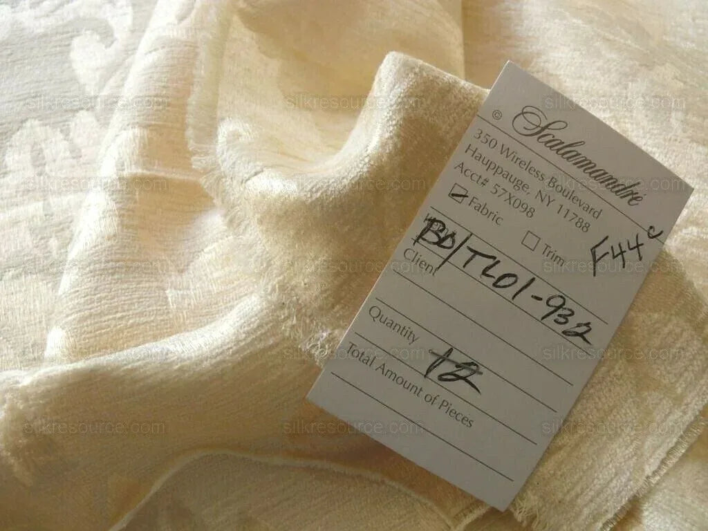 By Yd SCALAMANDRE White Butter Cream Chenille Damask Reversible F44C RPUSD150+Y