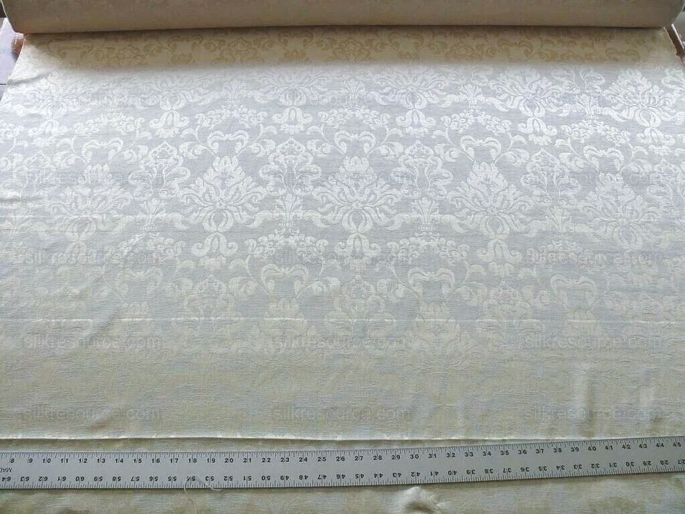 By yard Scalamandre White Butter Cream Chenille Damask Reversible F44C MSRP $150+Y