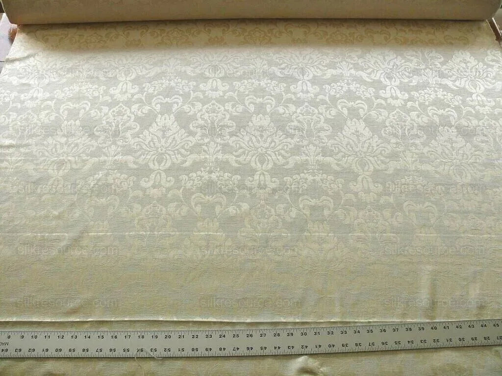 By Yd SCALAMANDRE White Butter Cream Chenille Damask Reversible F44C RPUSD150+Y