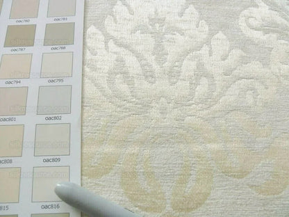 By yard Scalamandre White Butter Cream Chenille Damask Reversible F44C MSRP $150+Y