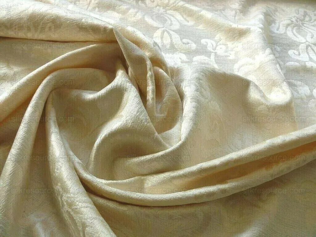 By Yd SCALAMANDRE White Butter Cream Chenille Damask Reversible F44C RPUSD150+Y