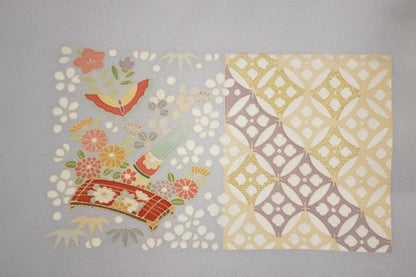 100% Silk Kimono Wedding TSUKESAGE Biwa Guitar Music Flower Geometric