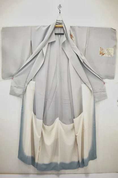 100% Silk Kimono Wedding TSUKESAGE Biwa Guitar Music Flower Geometric