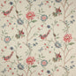 Colefax and Fowler Olivia Red Green Embroidery Red Bird Flower Tree Foliage on White MSRP USD400/y