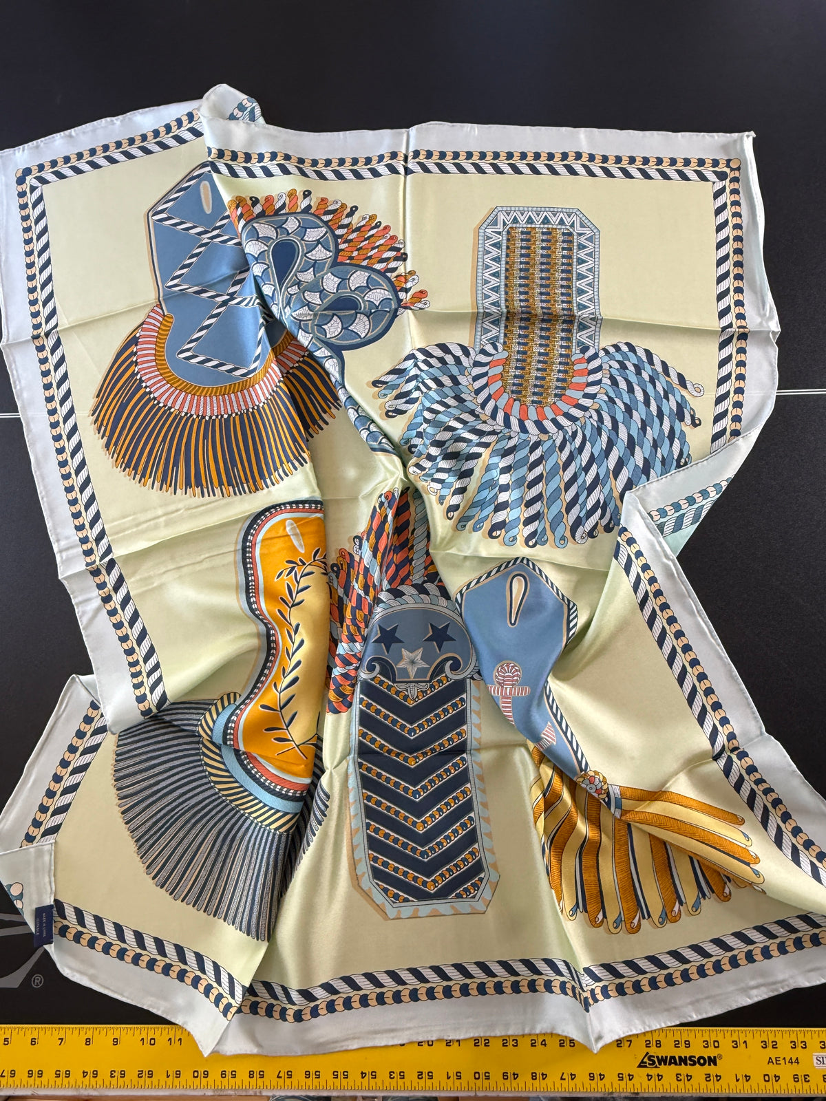Art Scarf Feather Crest Horse Tribe Equestrian Mint Green High End Silk Twill Scarf Double Sided