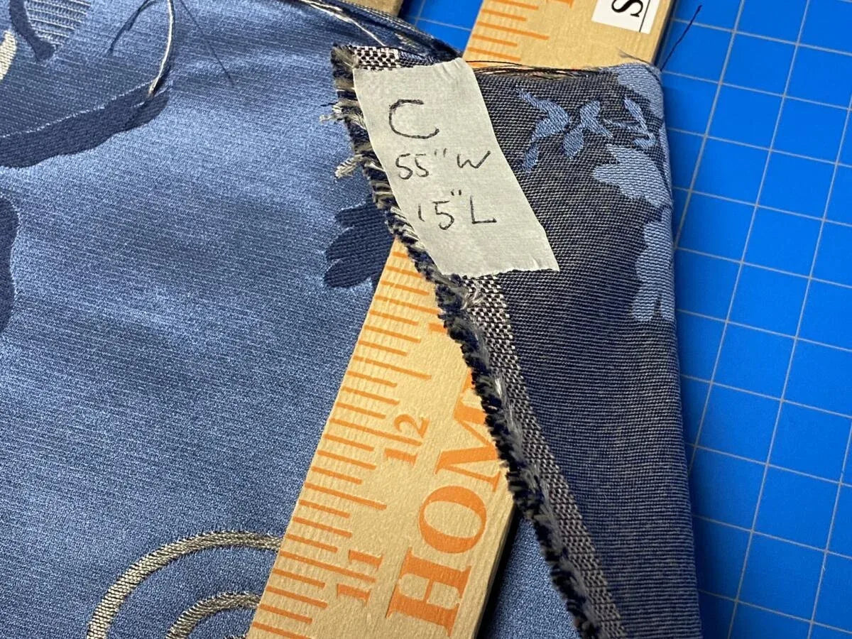 Scalamandre Neoclassical Meuse Ornamental Silver &amp; Blue Silk Pearl Peacock Piece C