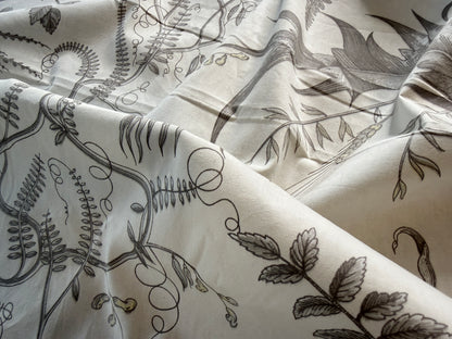 Brunschwig & Fils Bird and Thistle Print Grey on Pale cream -By The Yard - MSRP USD 348/y