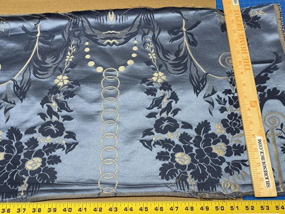 Scalamandre Neoclassical Meuse Ornamental Silver &amp; Blue Silk Pearl Peacock Piece C