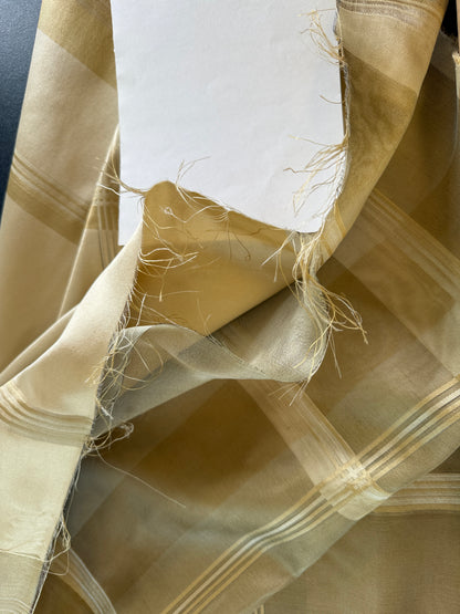 Scalamandre Iridescent Plaid in Champagne Cream Pale Gold Silk Organza Pocket Weave- By The Yard