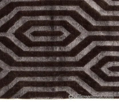 Stark Fribourg Dim Grey 2'11" X5' New Oriental Tibetan Rug Lattice Maze Silk Wool MSRP USD 1560