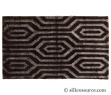 Stark Fribourg Dim Grey 2'11" X5' New Oriental Tibetan Rug Lattice Maze Silk Wool MSRP USD 1560