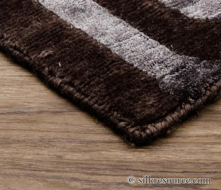 Stark Fribourg Dim Grey 2'11" X5' New Oriental Tibetan Rug Lattice Maze Silk Wool MSRP USD 1560