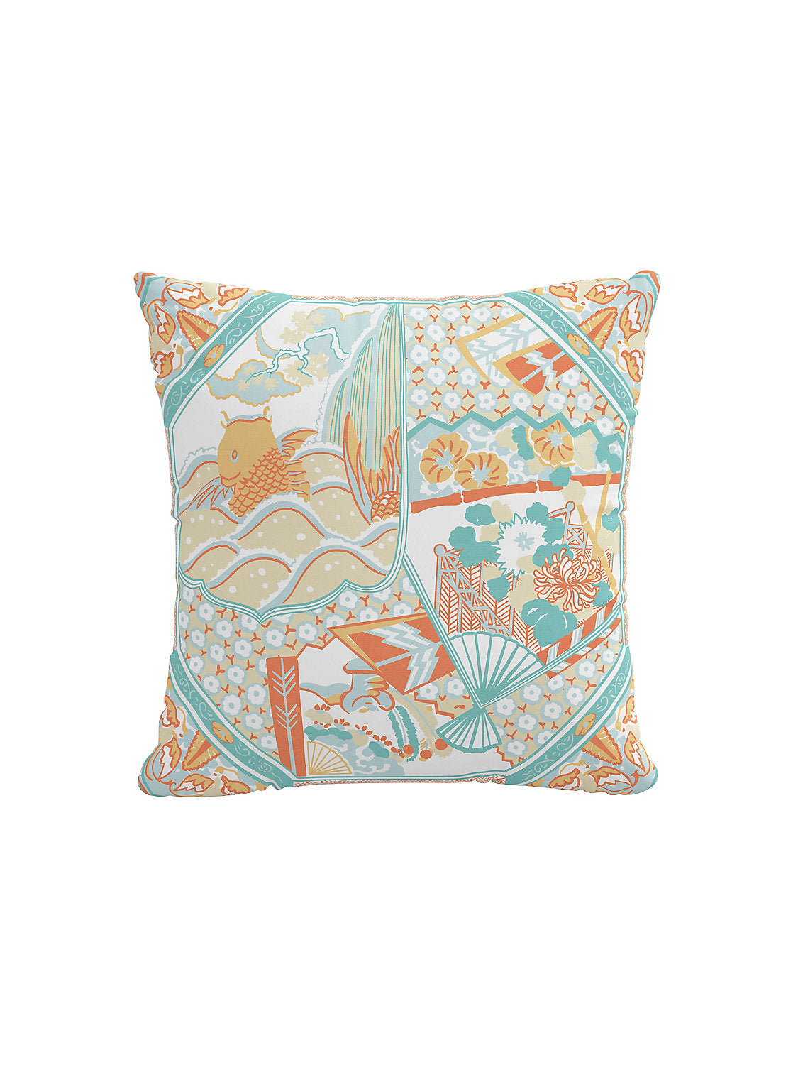 Scalamandre Koi Fish 20 X 20 - Teal Multi Decorative Pillow