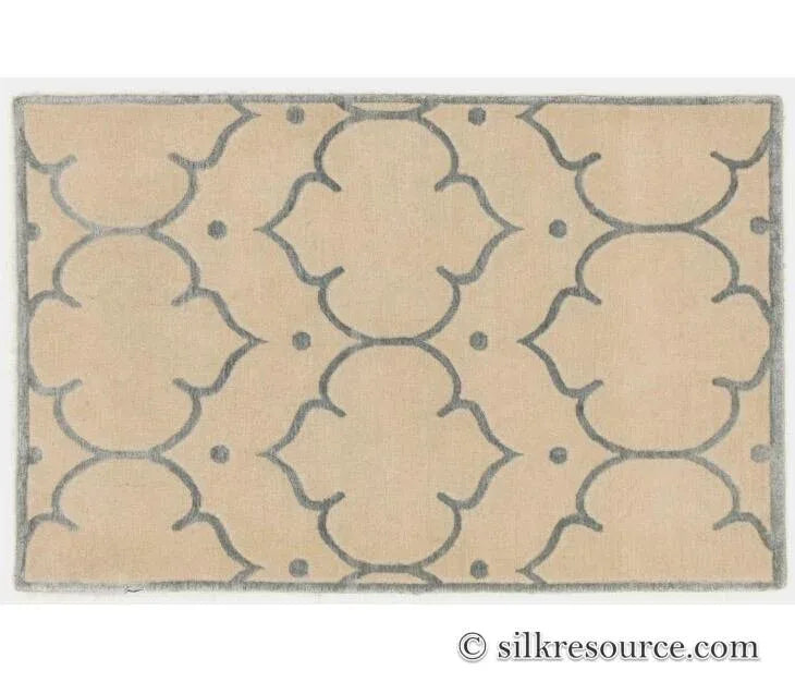 Stark Fort Valley Antique White 3x5' Hand-knotted Wool Rug Blue Antique White Modern Medallion MSRP USD 741