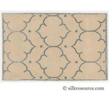 Stark Fort Valley Antique White 3x5' Hand-knotted Wool Rug Blue Antique White Modern Medallion MSRP USD 741