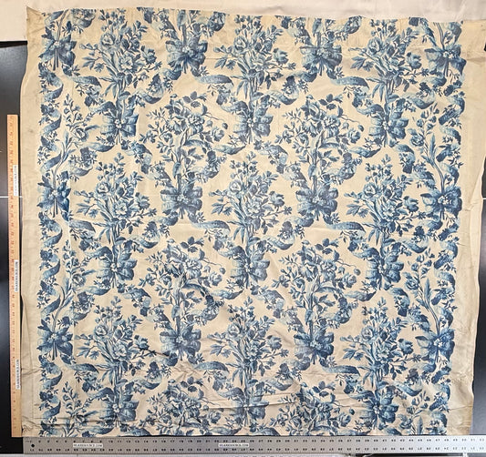 1.2 yards Scalamandre Tassinari & Chatel Lamballe Bleu Blue White Silk Warp Print  Floral Print Historical Circa 1778 MSRP USD 2022/yard