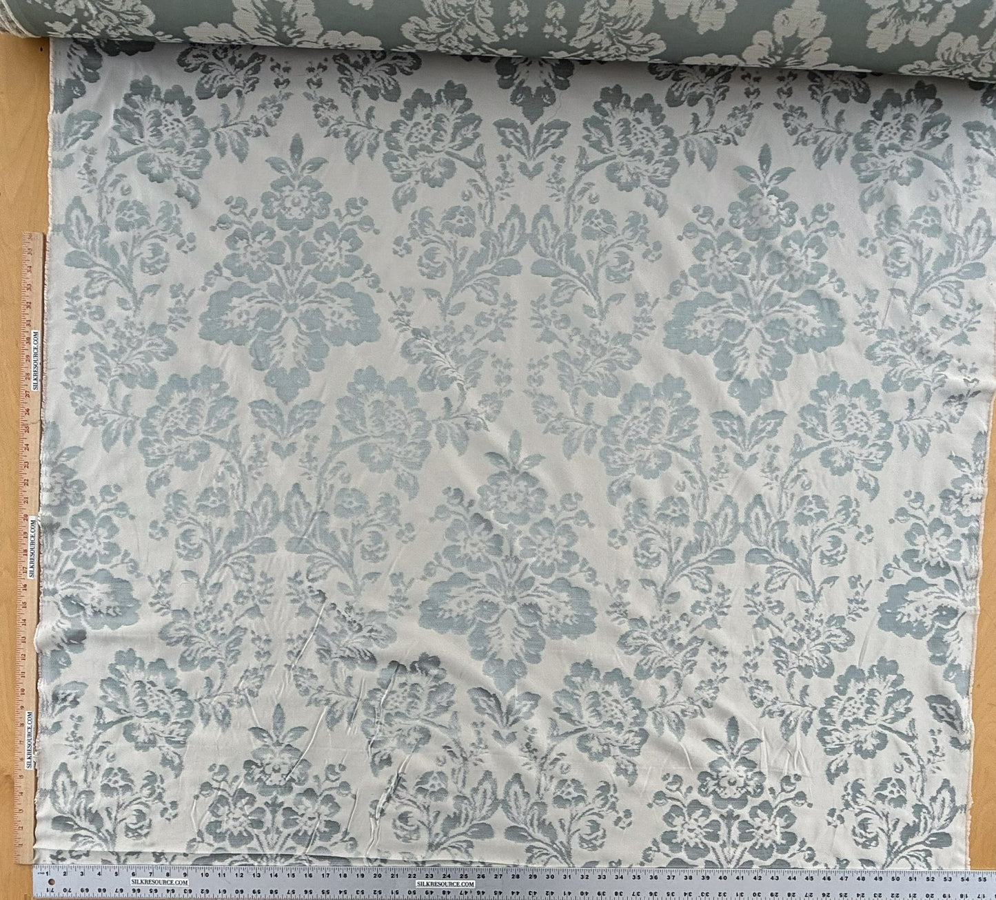 Fabricut Bellucci Porcelain Renaissance Blue White Cream Silk Lampas- By The Yard - MSRP USD339/y