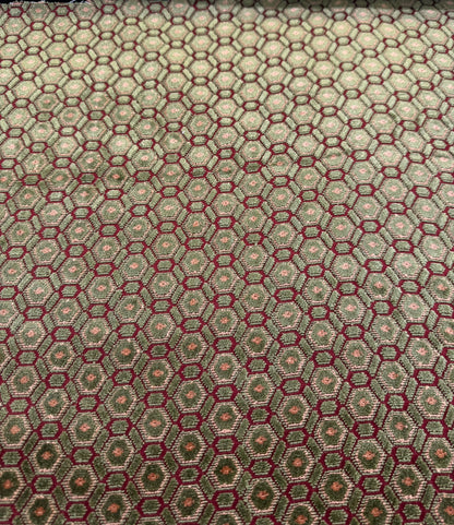 0.5yard Scalamandre Old World Weavers Manet Eucalyptus Green Red Velvet Viscose Small Scales Geometric MSRP USD570/y