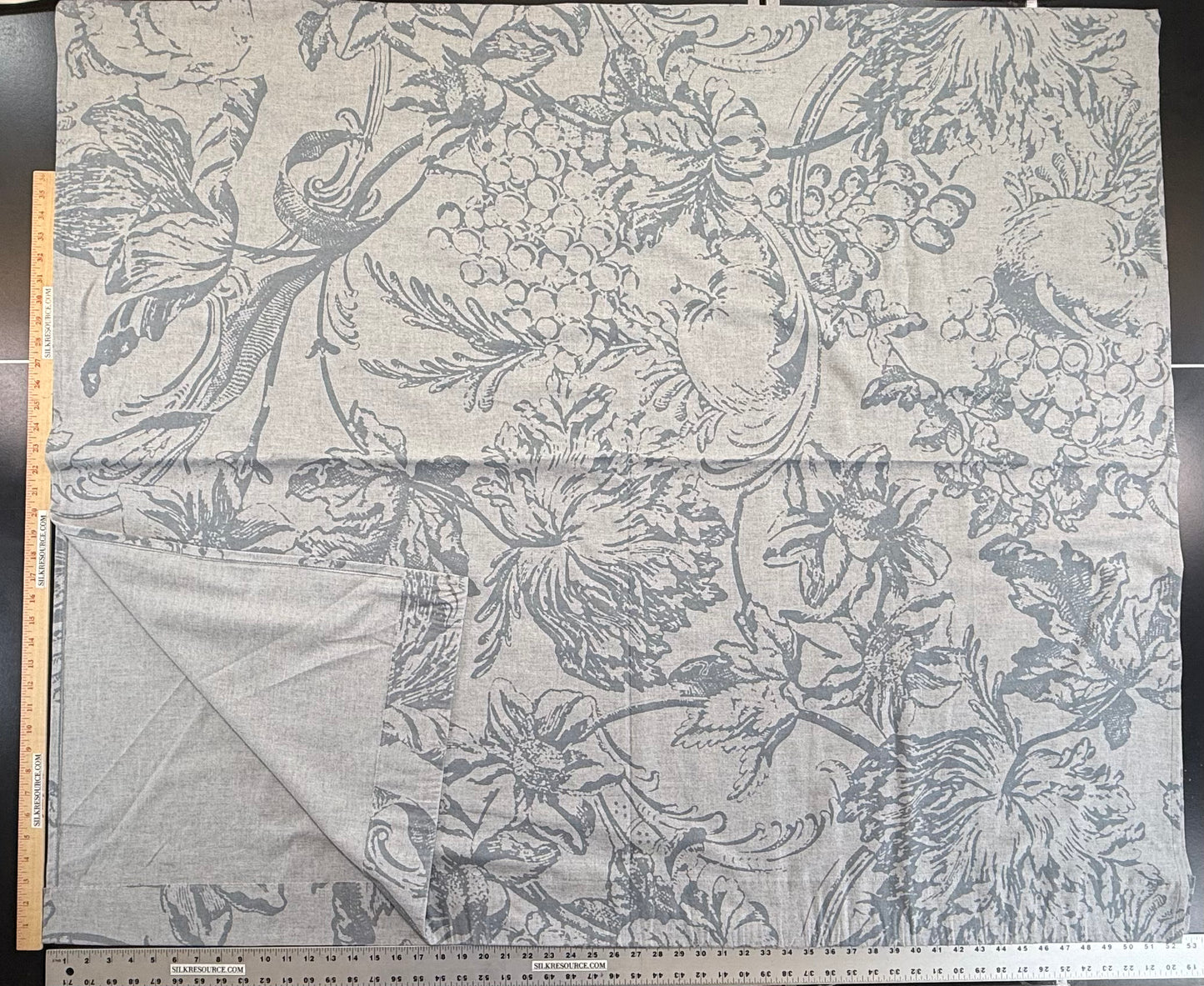 Scalamandre Alma Silhouette Print Juniper Blue Gray Floral Print 100% Cotton -2.4 yards -  MSRP USD 358/y