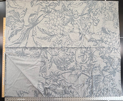 Scalamandre Alma Silhouette Print Juniper Blue Gray Floral Print 100% Cotton -2.4 yards -  MSRP USD 358/y