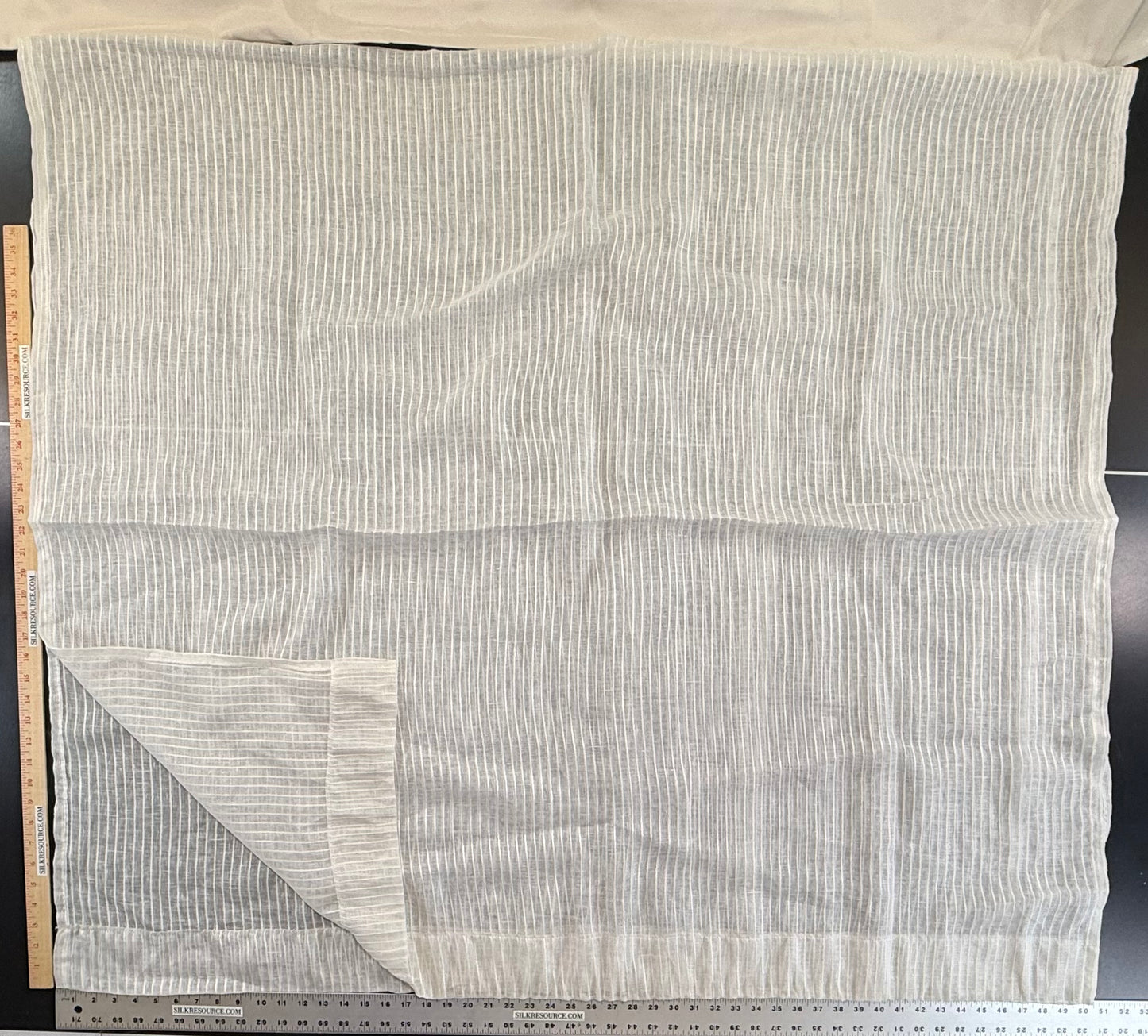 Scalamandre Janelle Linen Sheer Oyster White Stripe Texture 100% Linen - 2.4 yards