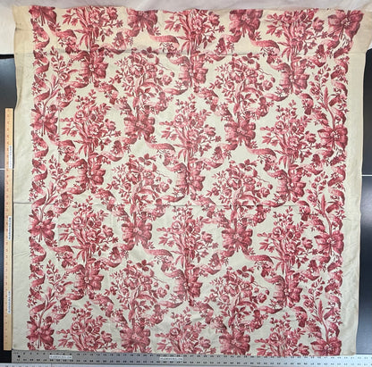 1.3 yards Scalamandre Tassinari & Chatel Lamballe Rose Red White Silk Warp Print  Floral Print Historical Circa 1778 MSRP USD 2022/yard