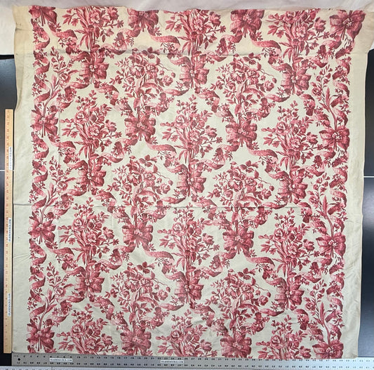 1.3 yards Scalamandre Tassinari & Chatel Lamballe Rose Red White Silk Warp Print  Floral Print Historical Circa 1778 MSRP USD 2022/yard
