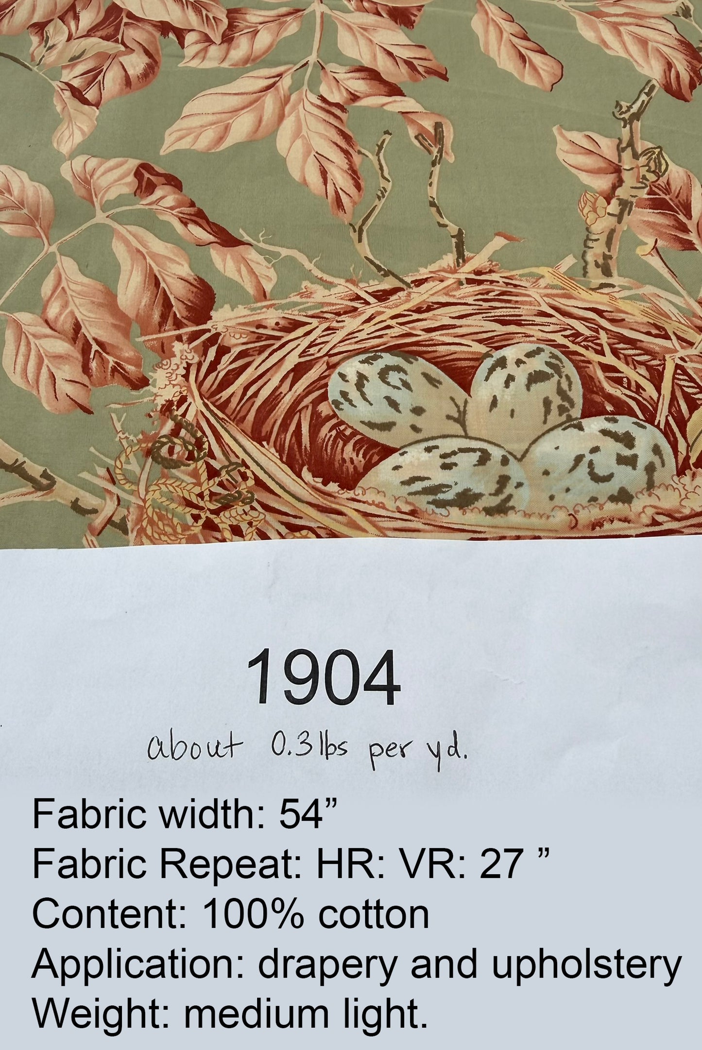 Brunschwig and Fils Walnut Tree  Famous Birds Green Brown Tree House Cotton Print - By The Yard - MSRP USD300+/y