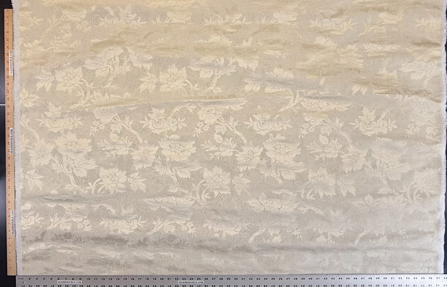 By yard Monceau Moire Linen Cotton Damask Historical Ivory Cream White MSRP 458
