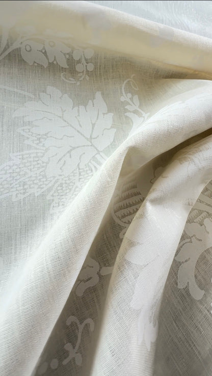 by yard Brunschwig & Fils Upton Damask Linen Print Oyster White on White Heavy